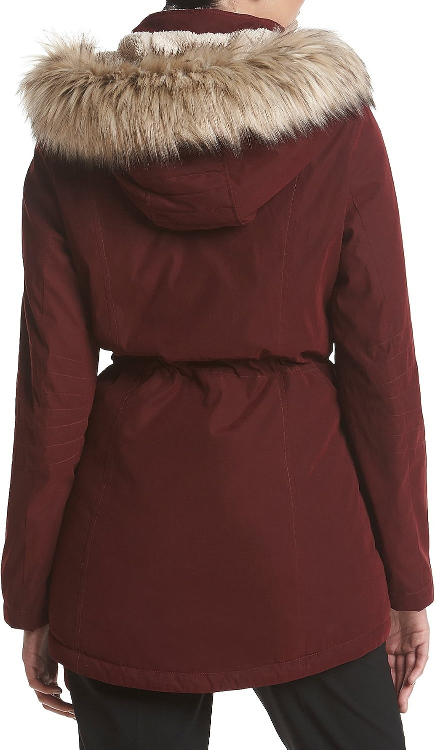 image:imageNautica Womens Heavyweight Puffer Jacketbib Insertfaux Furlined Hood Wind Waterresistant Winter CoatBurgundy