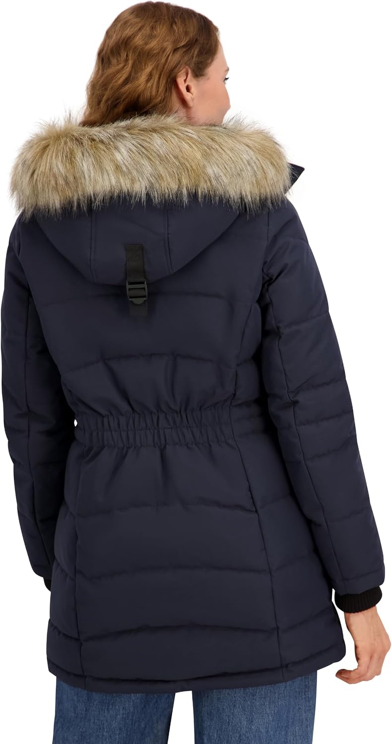 image:imageNautica Womens Mist Heavyweight Winter Coat Puffer Jacket With Detachable Faux Fur HoodNavy Seas