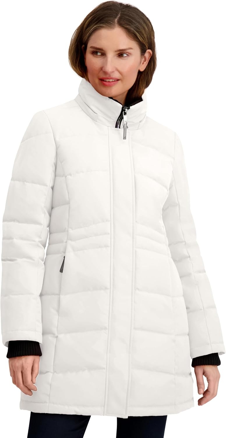 image:imageNautica Womens Mist Heavyweight Winter Coat Puffer Jacket With Detachable Faux Fur HoodSail White