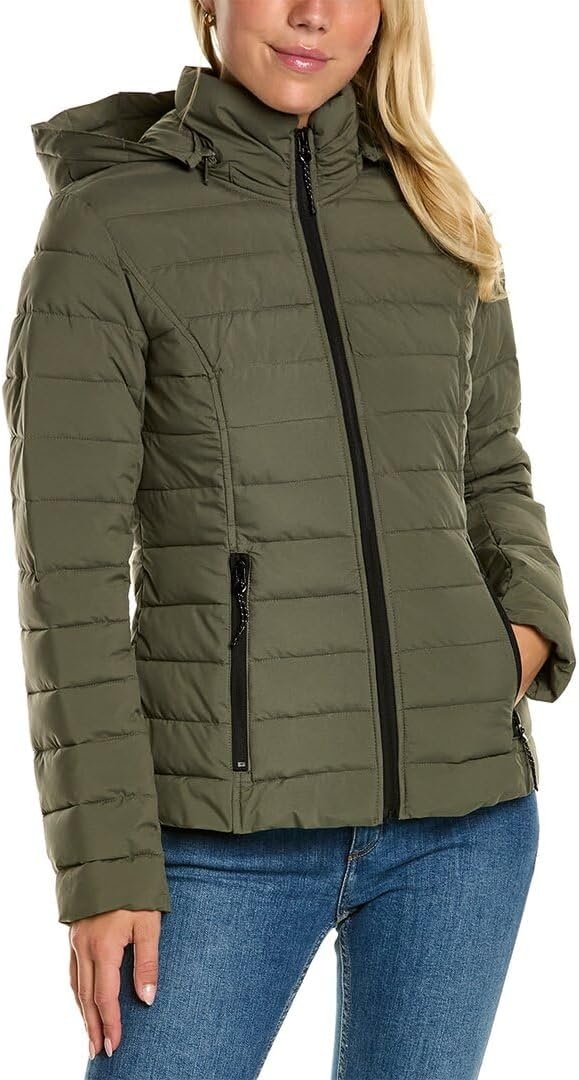 image:imageNautica Womens Short Stretch Packable Jacket With HoodSage