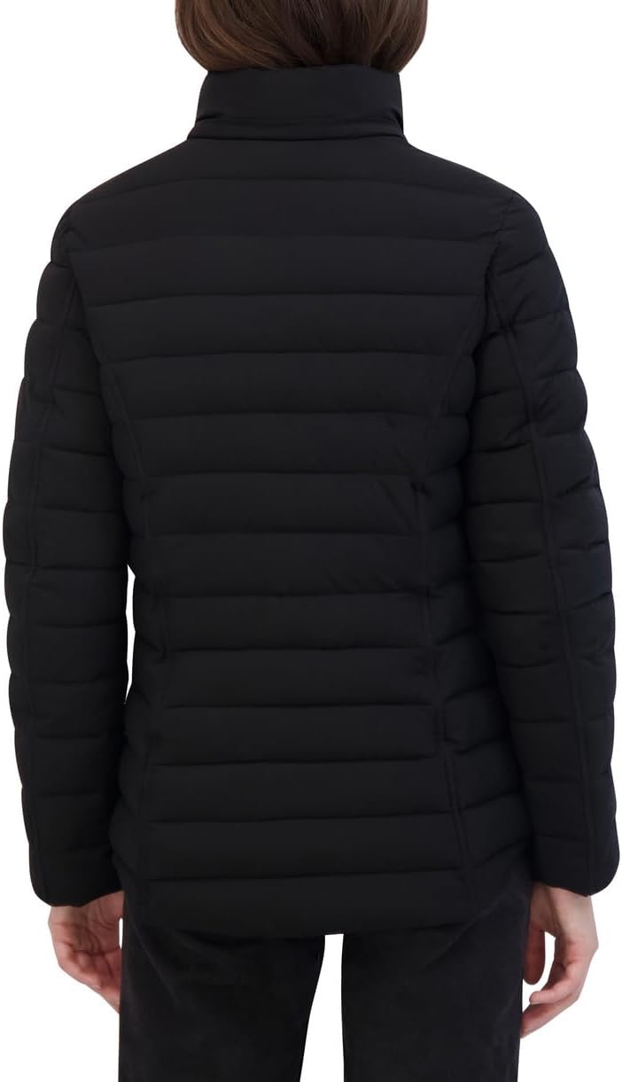 image:imageNautica Womens Short Stretch Puffer Jacket With Fur HoodMidnight