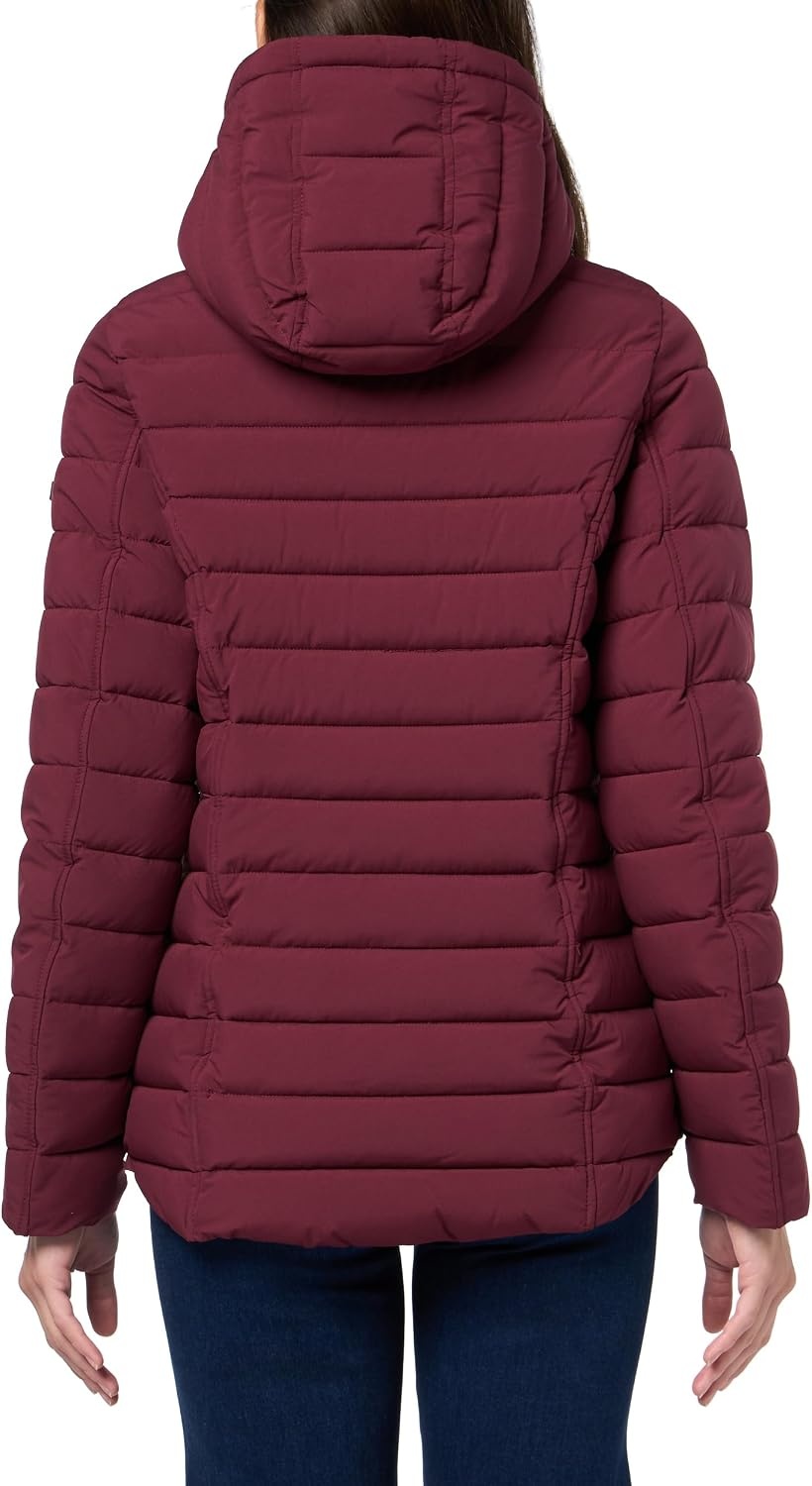 image:imageNautica Womens Short Stretch Puffer Jacket With Fur HoodSpice