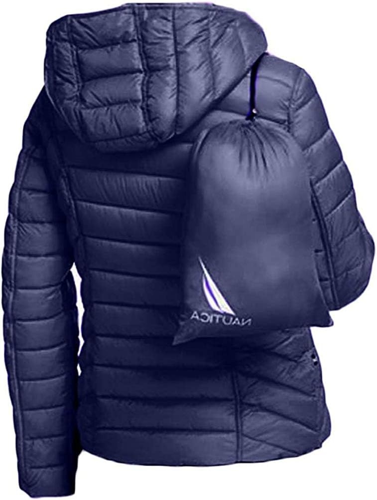 image:imageNautica Womens Short Stretch Puffer JacketDetachable Faux Fur Hood amp Storm CuffsTourmaline