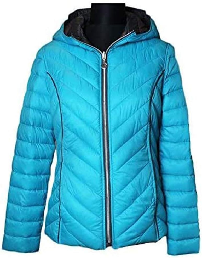 image:imageNautica Womens Short Stretch Puffer JacketDetachable Faux Fur Hood amp Storm CuffsTourmaline