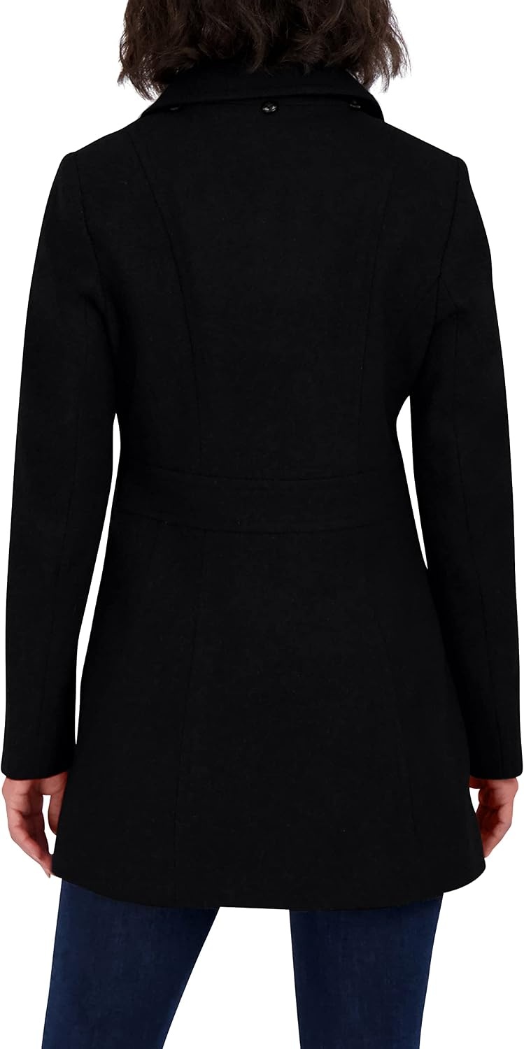 image:imageNautica Womens Soft Wool Blend Peacoat Double Breasted Winter Coat with Removable HoodCaviar
