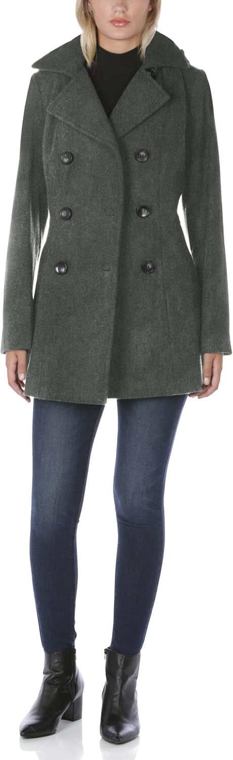 image:imageNautica Womens Soft Wool Blend Peacoat Double Breasted Winter Coat with Removable HoodCharcoal