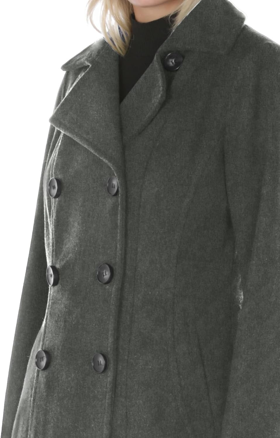 image:imageNautica Womens Soft Wool Blend Peacoat Double Breasted Winter Coat with Removable HoodCharcoal