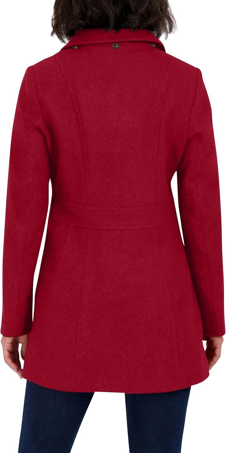 image:imageNautica Womens Soft Wool Blend Peacoat Double Breasted Winter Coat with Removable HoodDeep Red