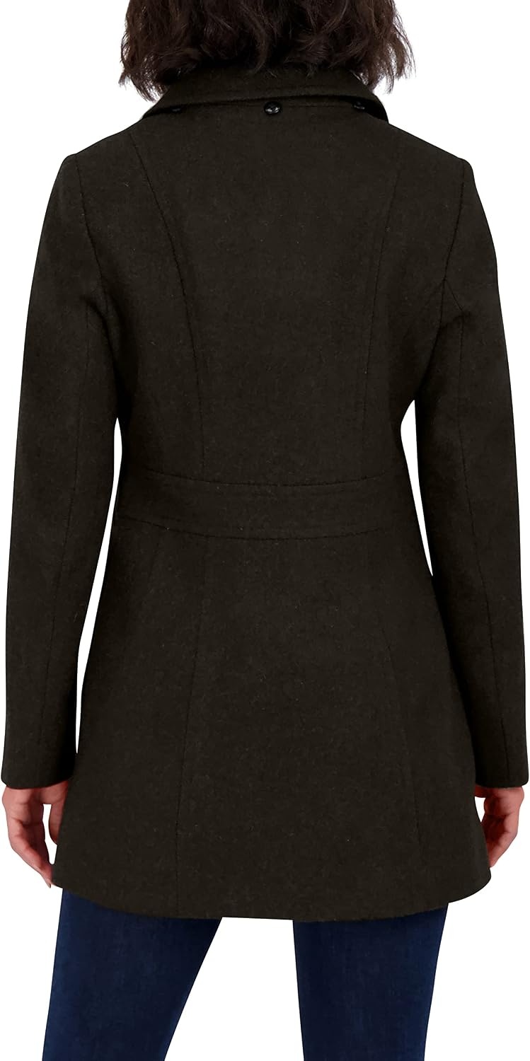 image:imageNautica Womens Soft Wool Blend Peacoat Double Breasted Winter Coat with Removable HoodMilitary Green