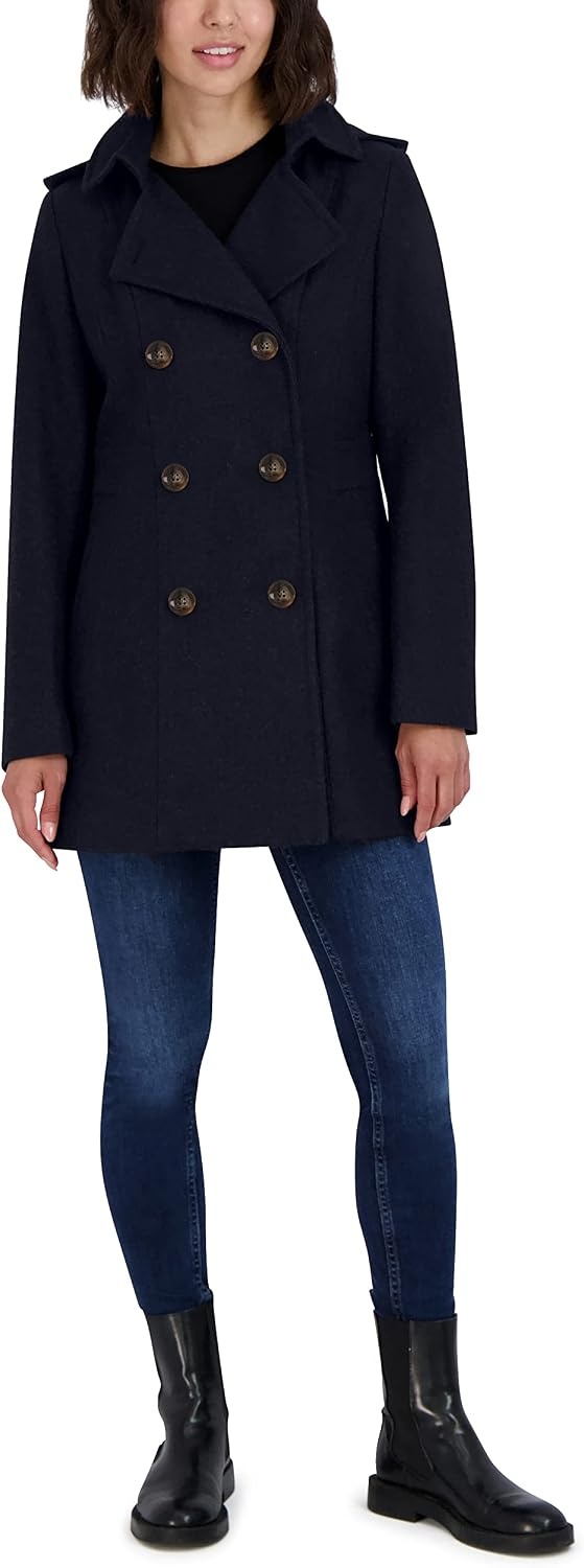 image:imageNautica Womens Soft Wool Blend Peacoat Double Breasted Winter Coat with Removable HoodNavy Seas