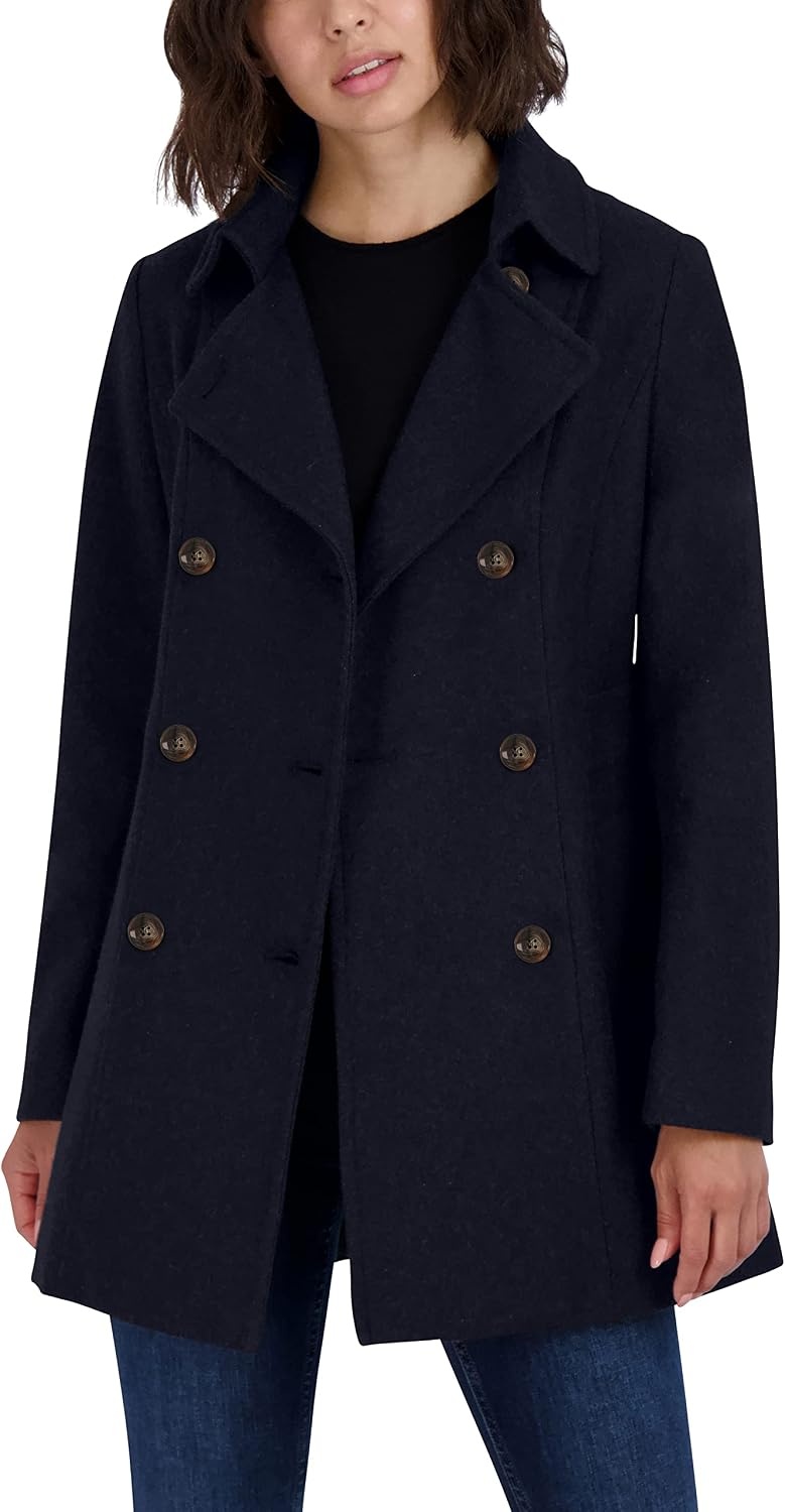 image:imageNautica Womens Soft Wool Blend Peacoat Double Breasted Winter Coat with Removable HoodNavy Seas