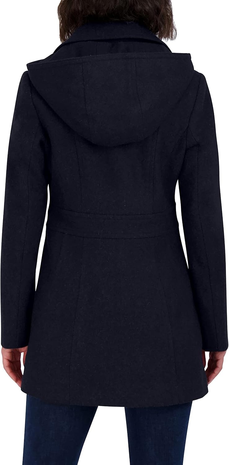 image:imageNautica Womens Soft Wool Blend Peacoat Double Breasted Winter Coat with Removable HoodNavy Seas