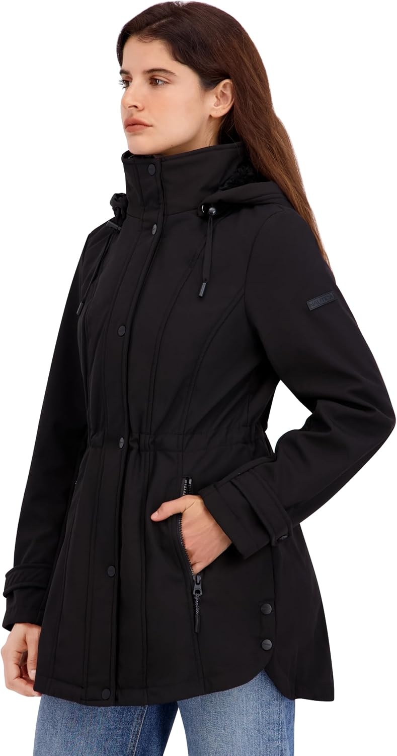 image:imageNautica Womens Softshell Jacket Lightweight Waterresistant Transitional Coat With Quilted BibBlack