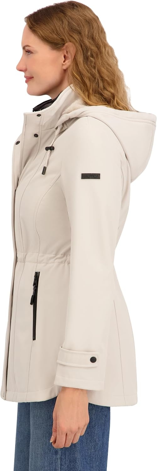image:imageNautica Womens Softshell Jacket Lightweight Waterresistant Transitional Coat With Quilted BibLimestone