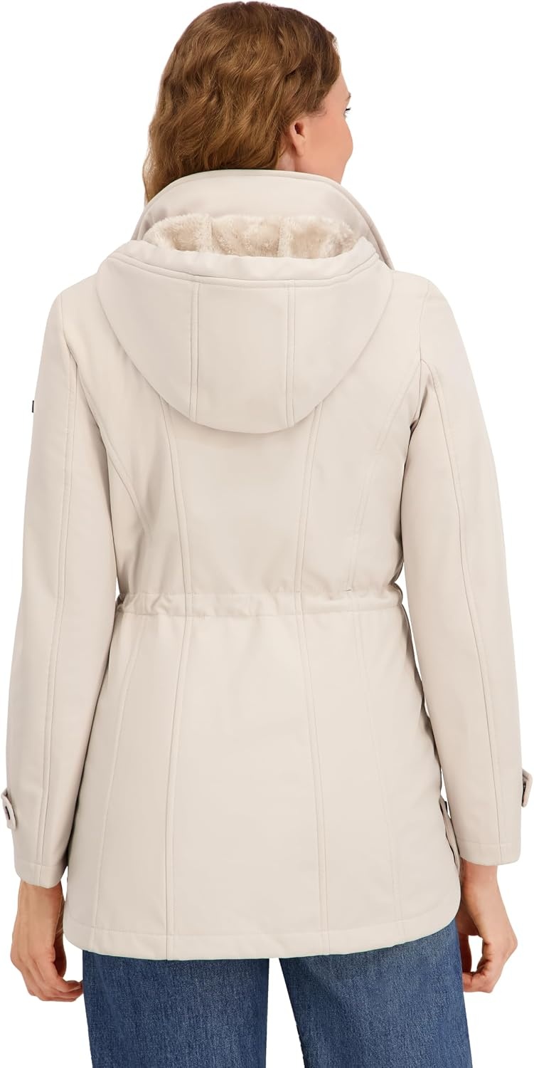 image:imageNautica Womens Softshell Jacket Lightweight Waterresistant Transitional Coat With Quilted BibLimestone
