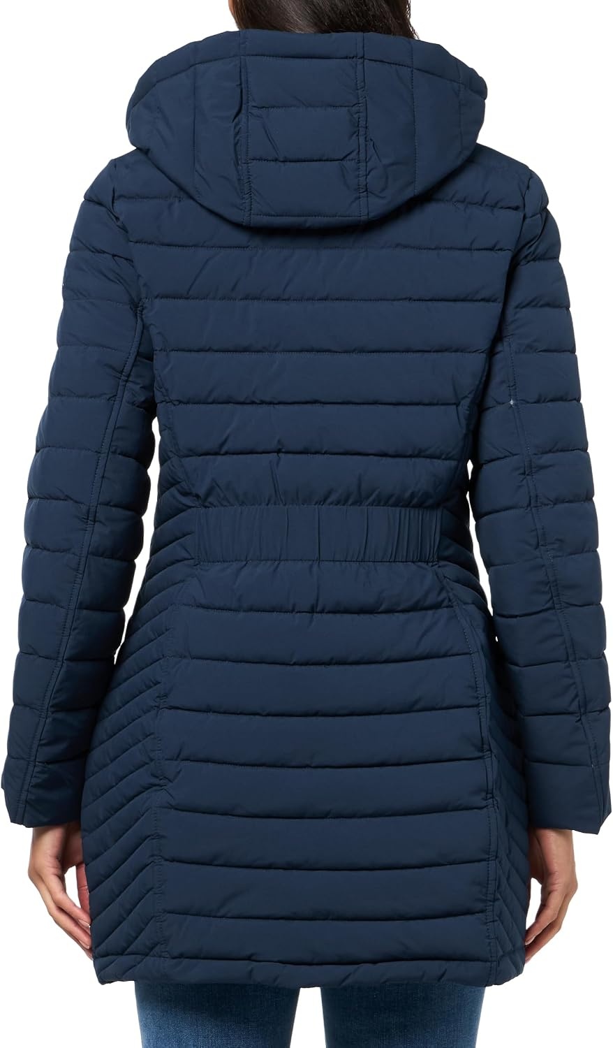 image:imageNautica Womens Stretch Puffer Jacket Midweight Quilted Coat Detachable HoodDeep Navy
