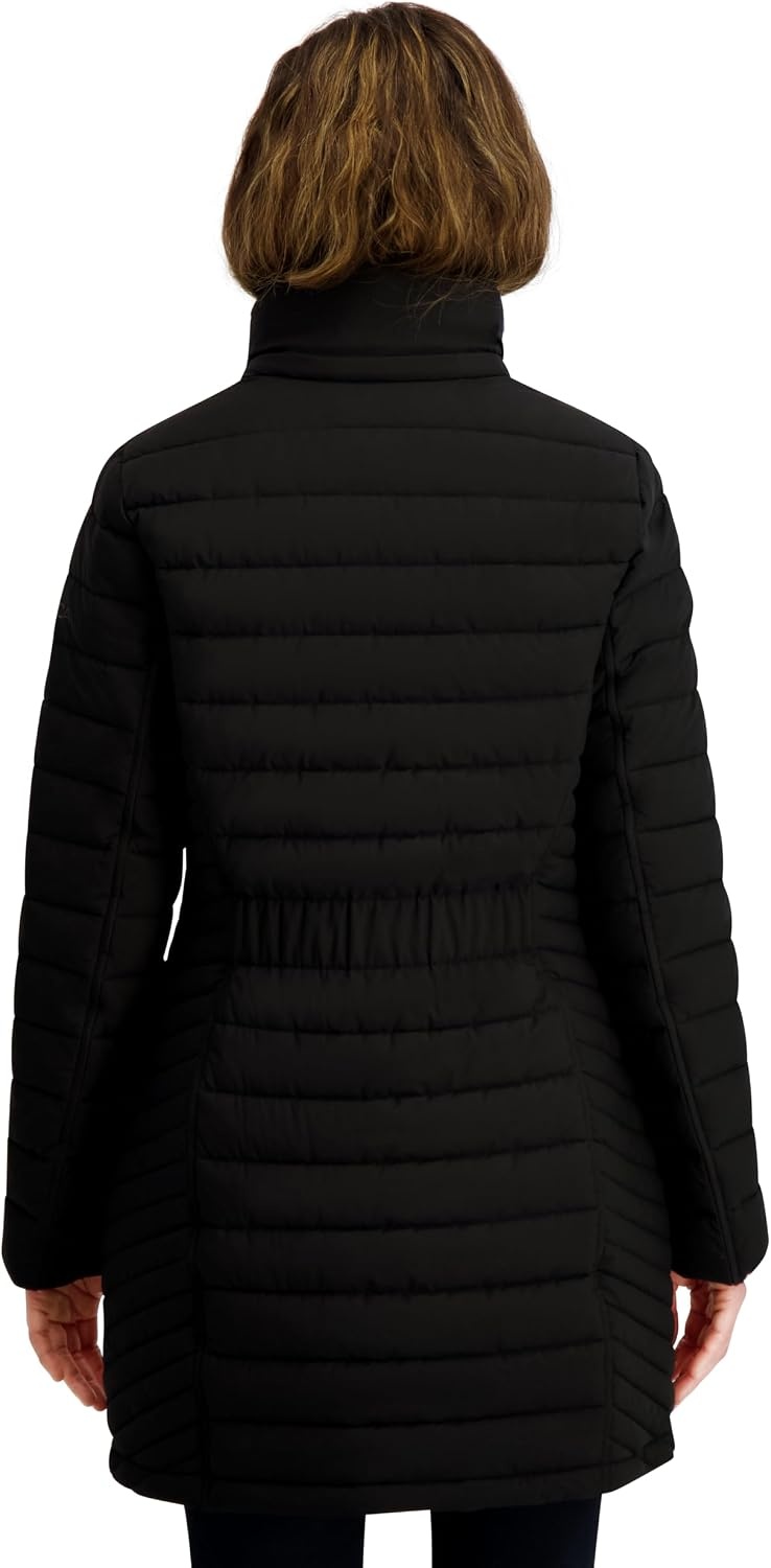 image:imageNautica Womens Stretch Puffer Jacket Midweight Quilted Coat Detachable HoodMidnight