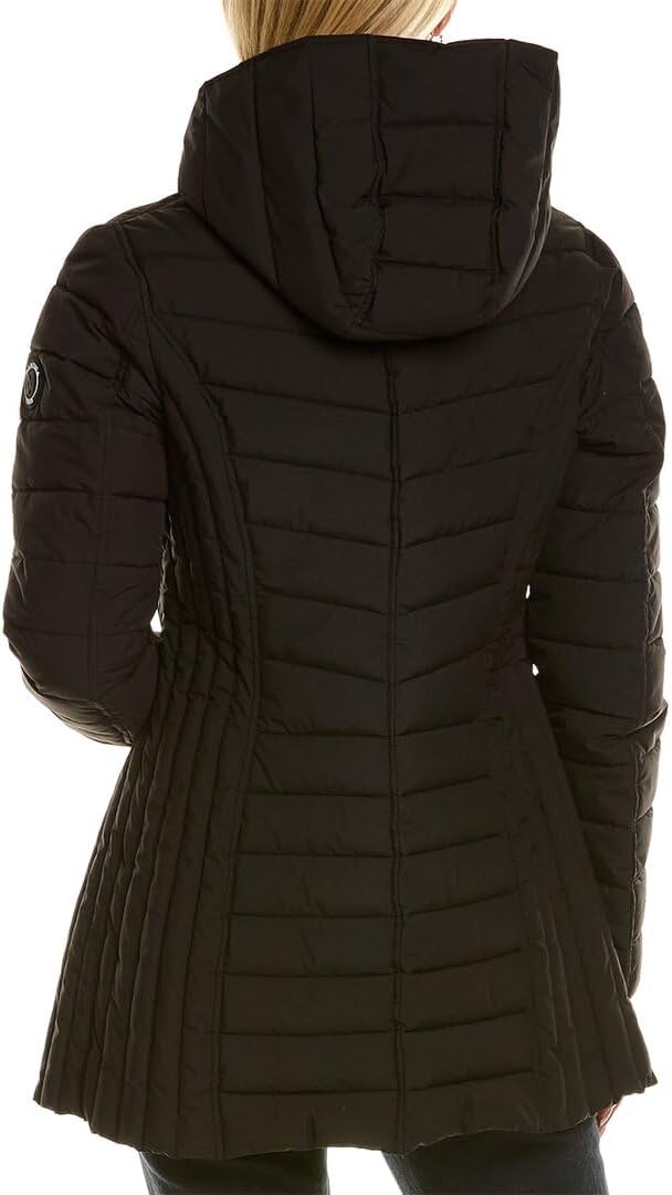 image:imageNautica Womens Stretch Puffer Jacket Midweight Quilted Coat Detachable HoodMidnight Black