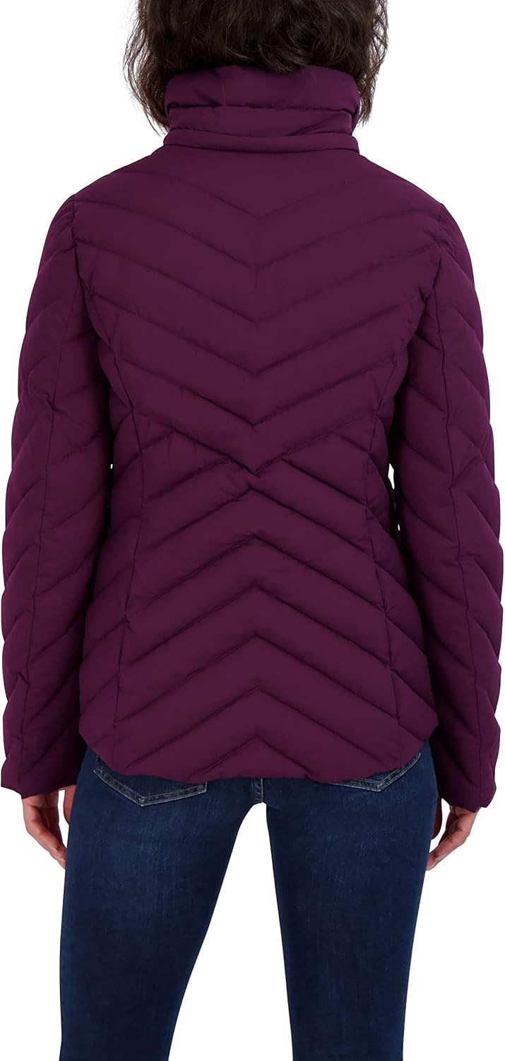 image:imageNautica Womens Stretch Puffer Jacket Midweight Short Stretch Coat with Detachable HoodPurple Tulip