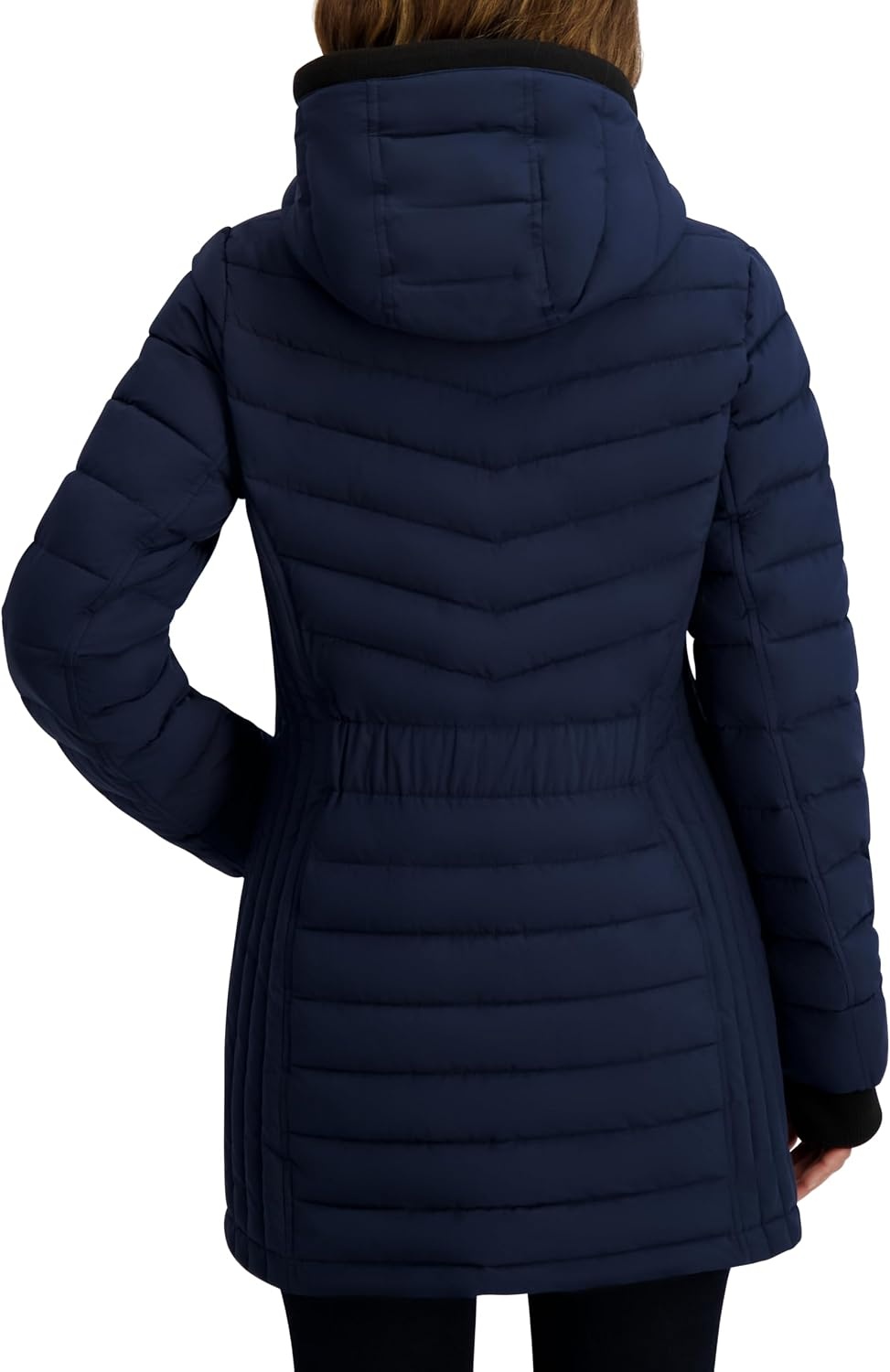 image:imageNautica Womens Stretch Puffer Jacket Midweight Winter Coat with Detachable Hood Storm CuffsNavy Seas