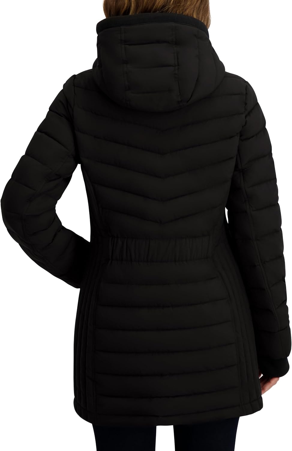image:imageNautica Womens Stretch Puffer Jacket Midweight Winter Coat with Detachable Hood Storm CuffsOnyx