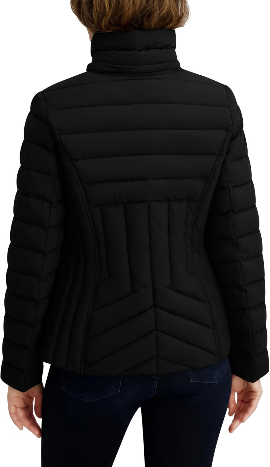image:imageNautica Womens Stretch Puffer Jacket detachable Faux Fur Hood Midweight Waterresistant CoatAnthracite