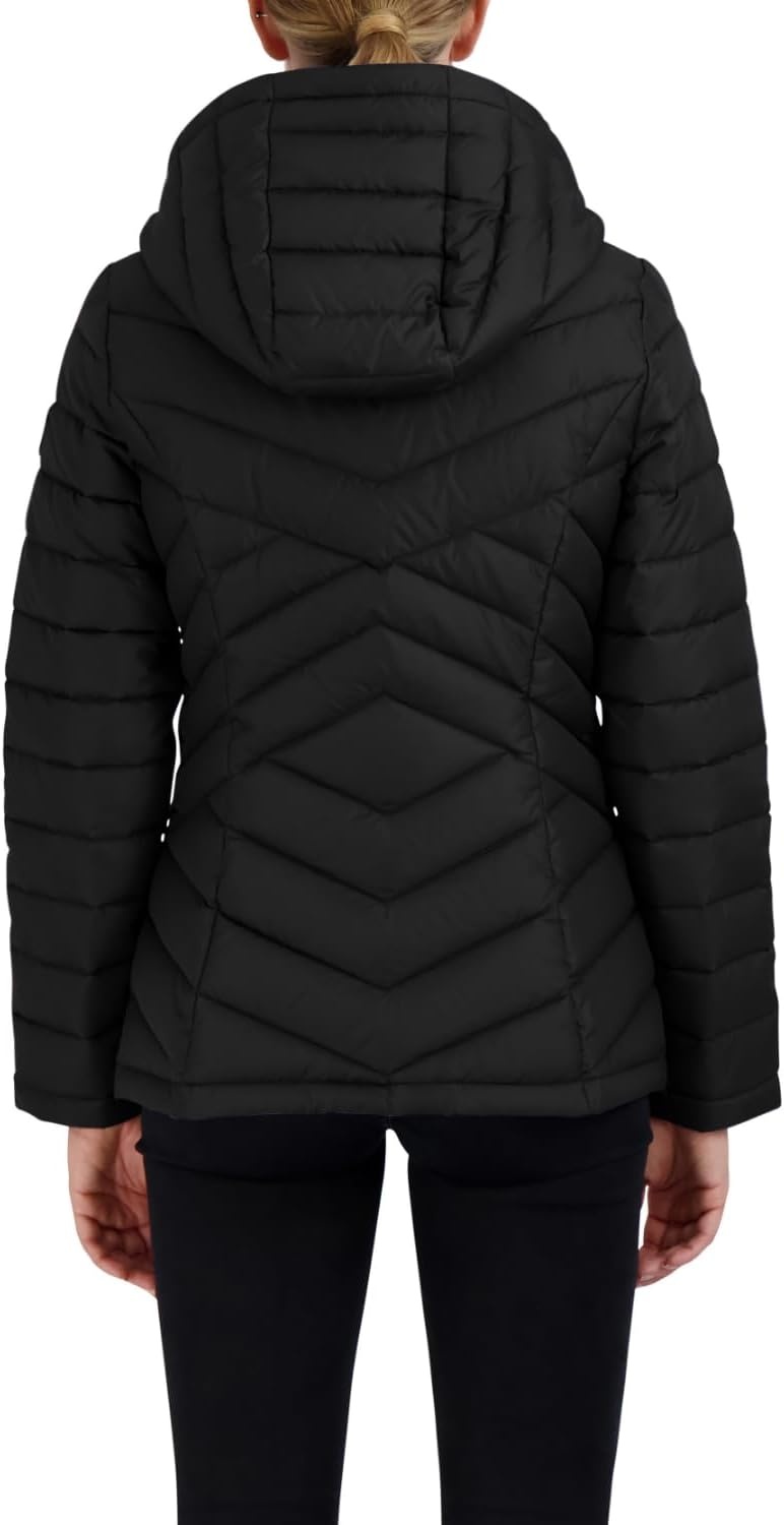 image:imageNautica Womens Stretch Puffer Jacket detachable Faux Fur Hood Midweight Waterresistant CoatDeep Black