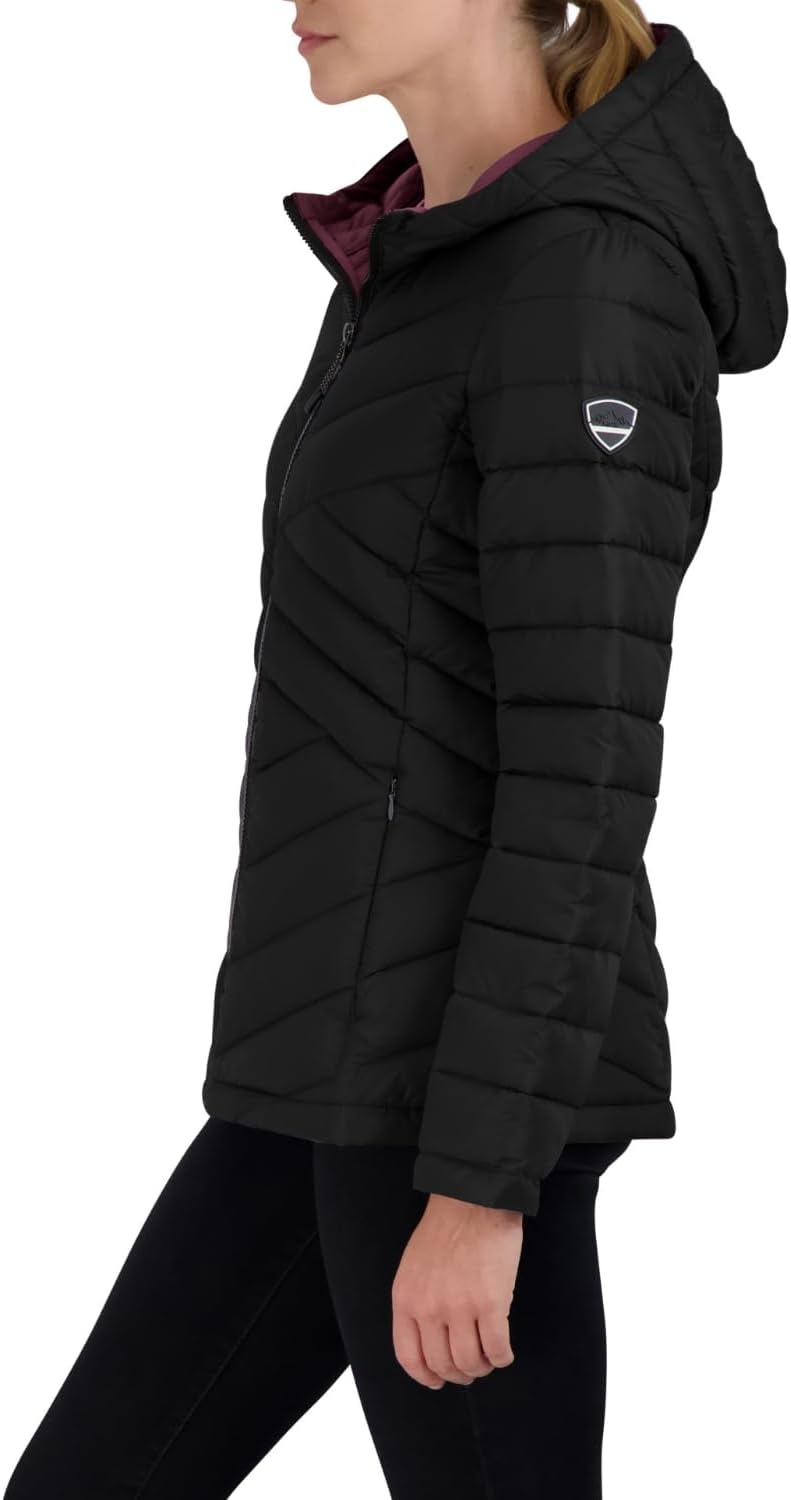 image:imageNautica Womens Stretch Puffer Jacket detachable Faux Fur Hood Midweight Waterresistant CoatDeep Black