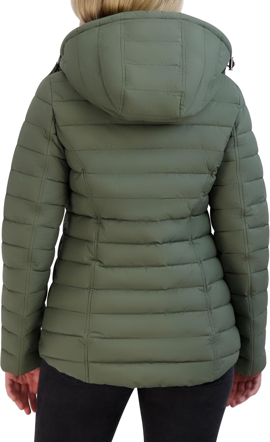 image:imageNautica Womens Stretch Puffer Jacket detachable Faux Fur Hood Midweight Waterresistant CoatSage