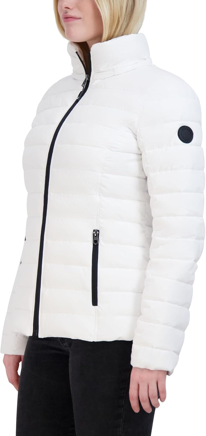 image:imageNautica Womens Stretch Puffer Jacket detachable Faux Fur Hood Midweight Waterresistant CoatWhite