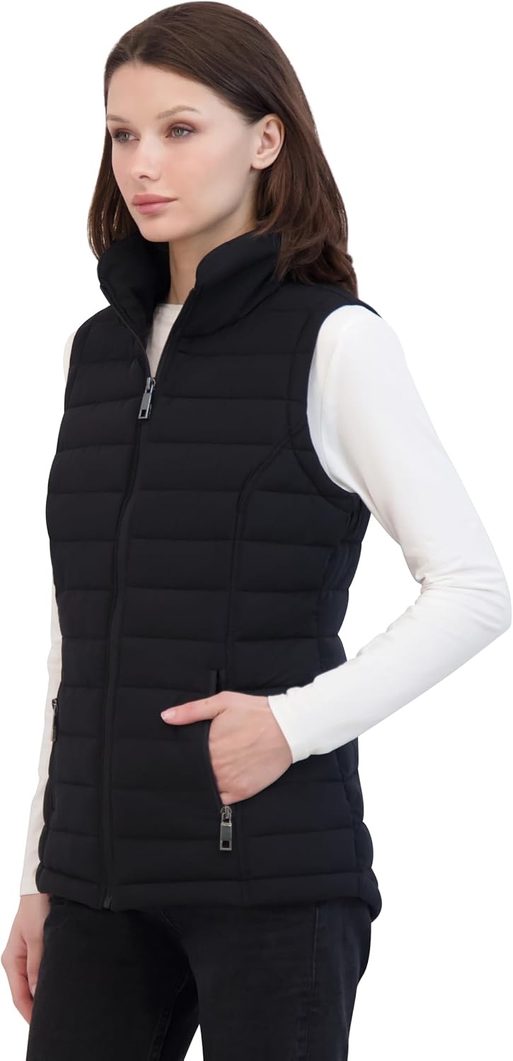 image:imageNautica Womens Stretch Puffer Vest Waterresistant Transitional Outerwear Layer With Detachable HoodBlack