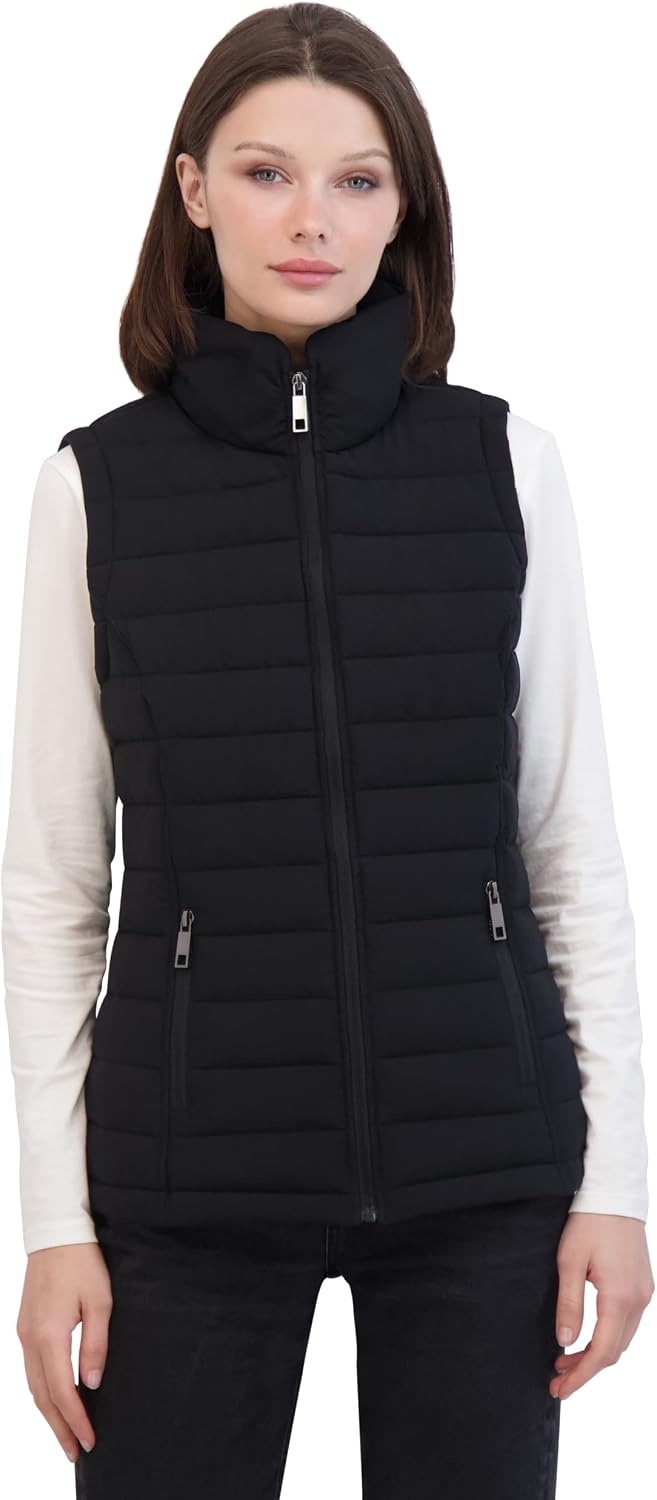 image:imageNautica Womens Stretch Puffer Vest Waterresistant Transitional Outerwear Layer With Detachable HoodBlack