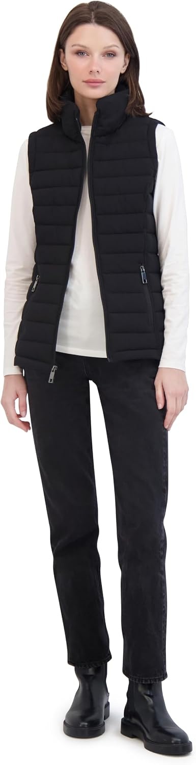 image:imageNautica Womens Stretch Puffer Vest Waterresistant Transitional Outerwear Layer With Detachable HoodBlack