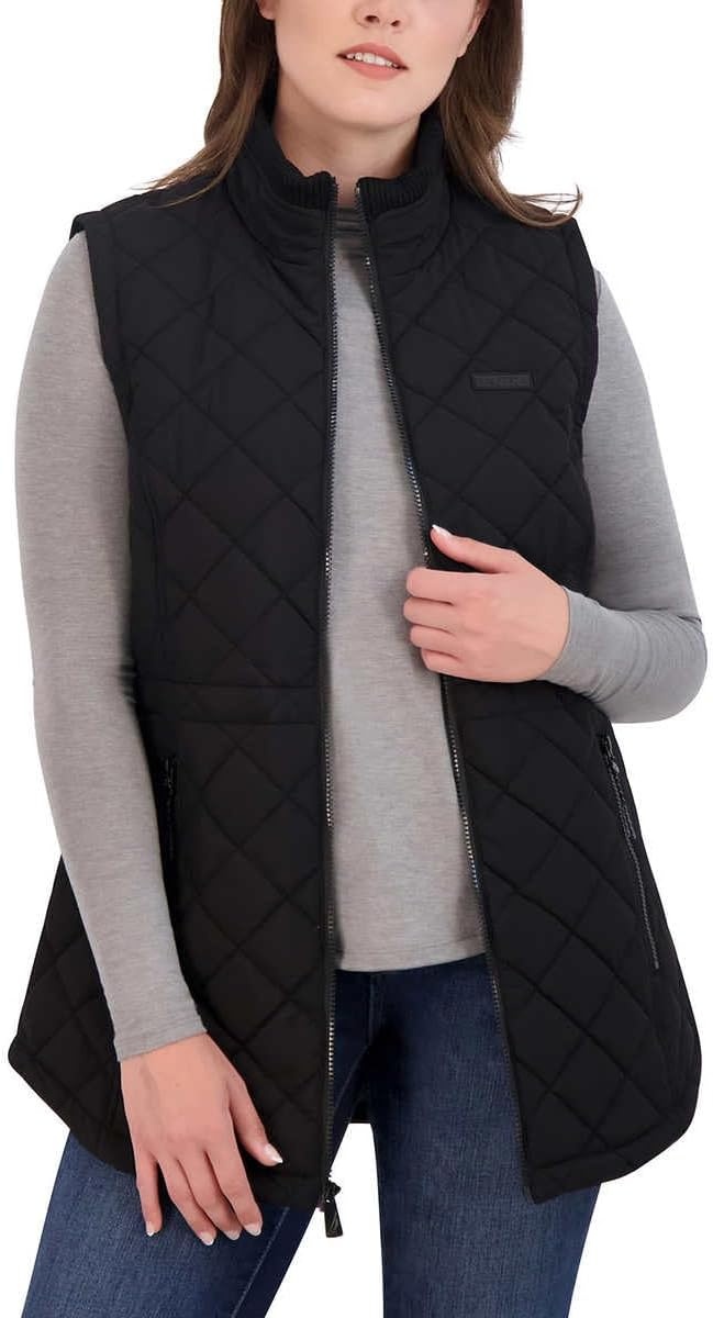 image:imageNautica Womens Stretch Puffer Vest Waterresistant Transitional Outerwear Layer With Detachable HoodCaviar
