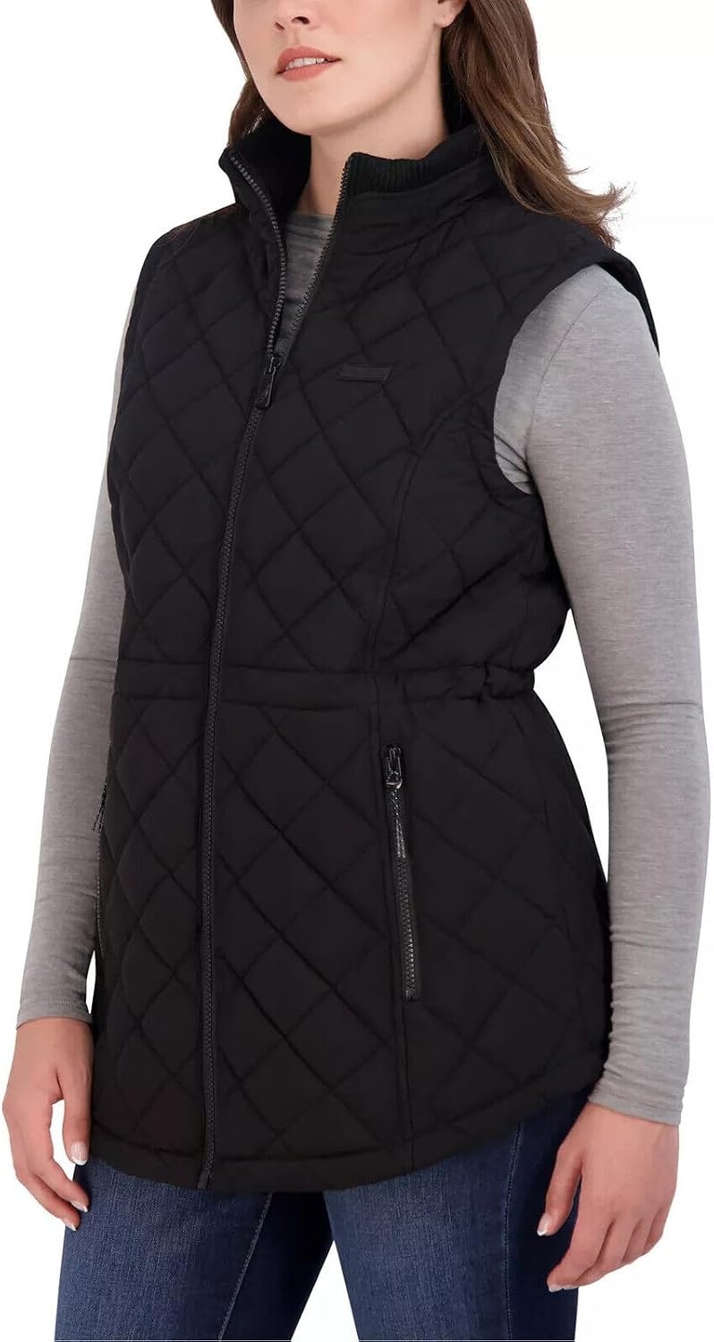 image:imageNautica Womens Stretch Puffer Vest Waterresistant Transitional Outerwear Layer With Detachable HoodCaviar