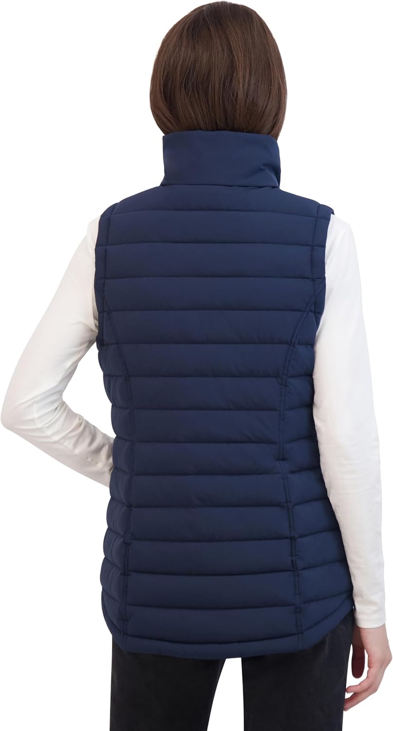 image:imageNautica Womens Stretch Puffer Vest Waterresistant Transitional Outerwear Layer With Detachable HoodNavy