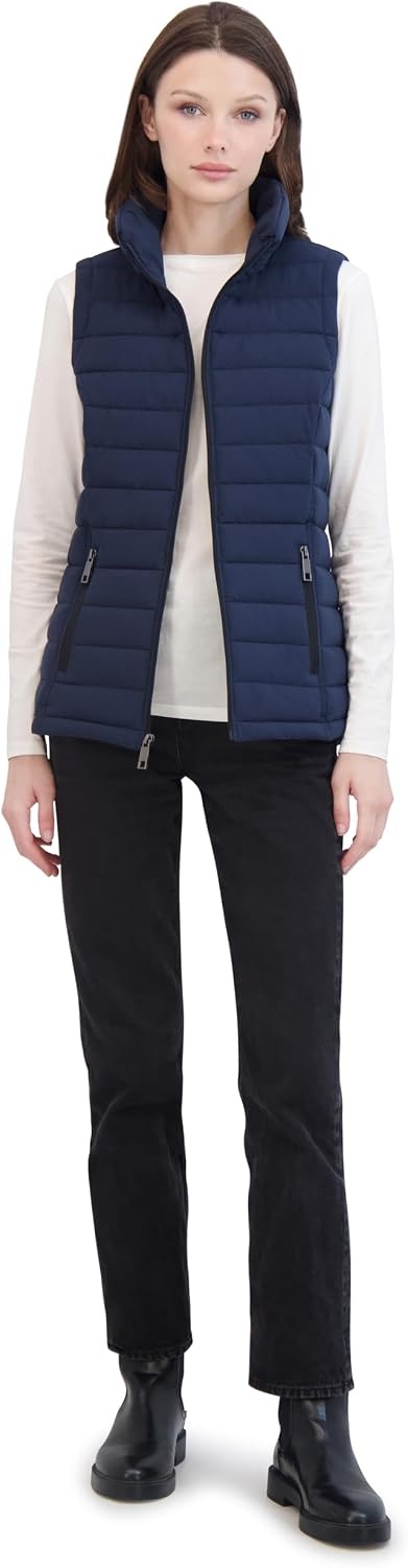 image:imageNautica Womens Stretch Puffer Vest Waterresistant Transitional Outerwear Layer With Detachable HoodNavy