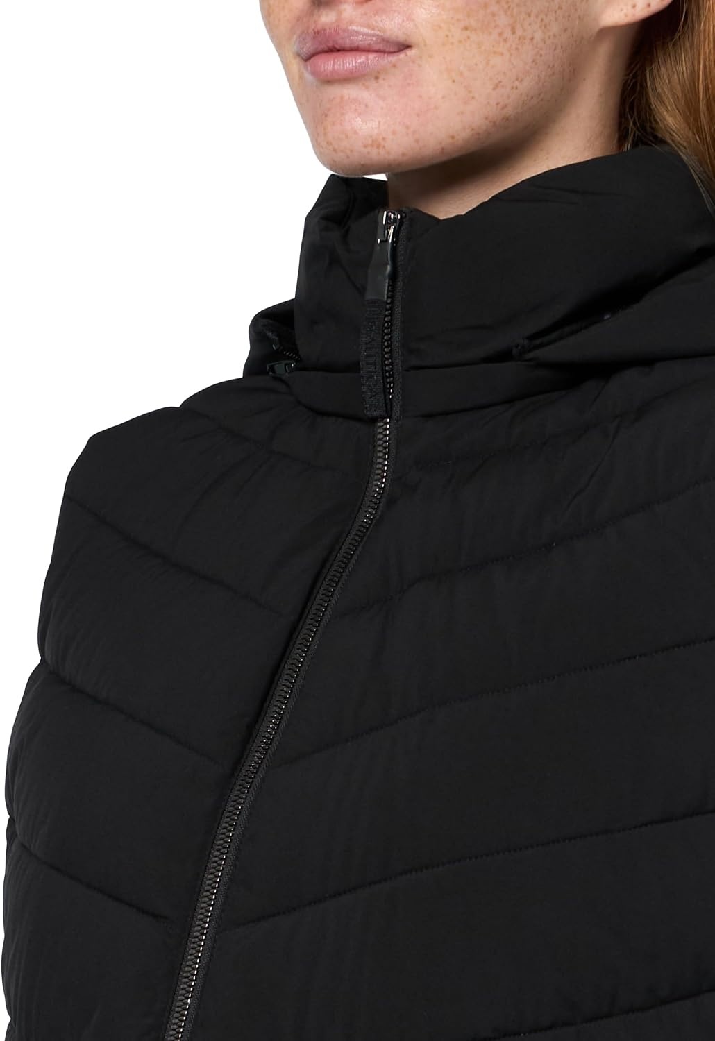 image:imageNautica Womens Stretch Puffer Vest Waterresistant Transitional Outerwear Layer With Detachable HoodOnyx