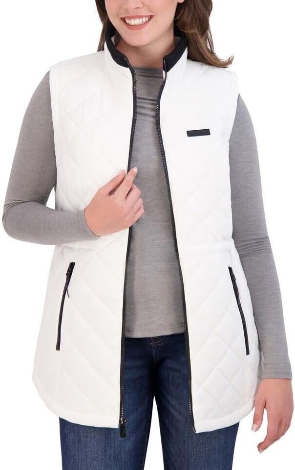 image:imageNautica Womens Stretch Puffer Vest Waterresistant Transitional Outerwear Layer With Detachable HoodWhite
