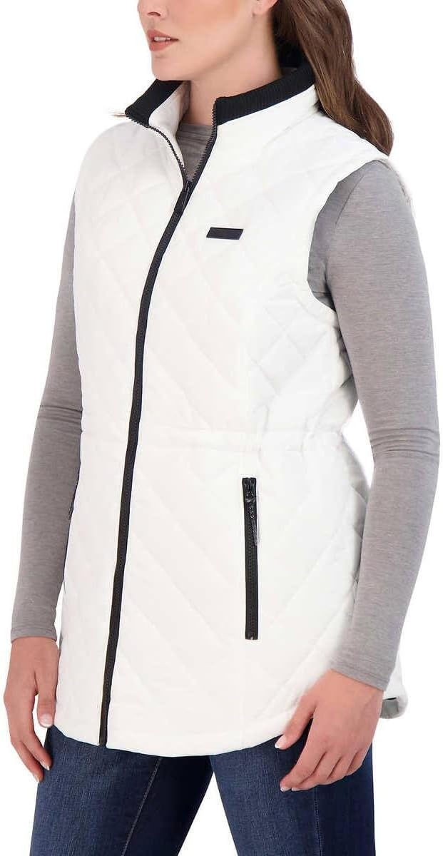 image:imageNautica Womens Stretch Puffer Vest Waterresistant Transitional Outerwear Layer With Detachable HoodWhite