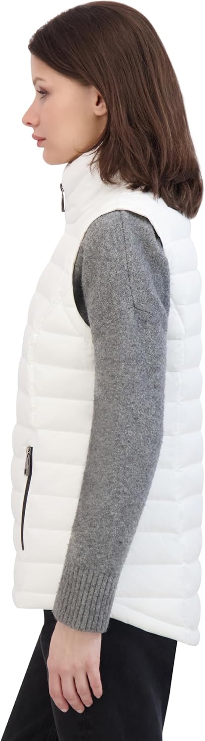 image:imageNautica Womens Stretch Puffer Vest Waterresistant Transitional Outerwear Layer With Detachable HoodWinter White