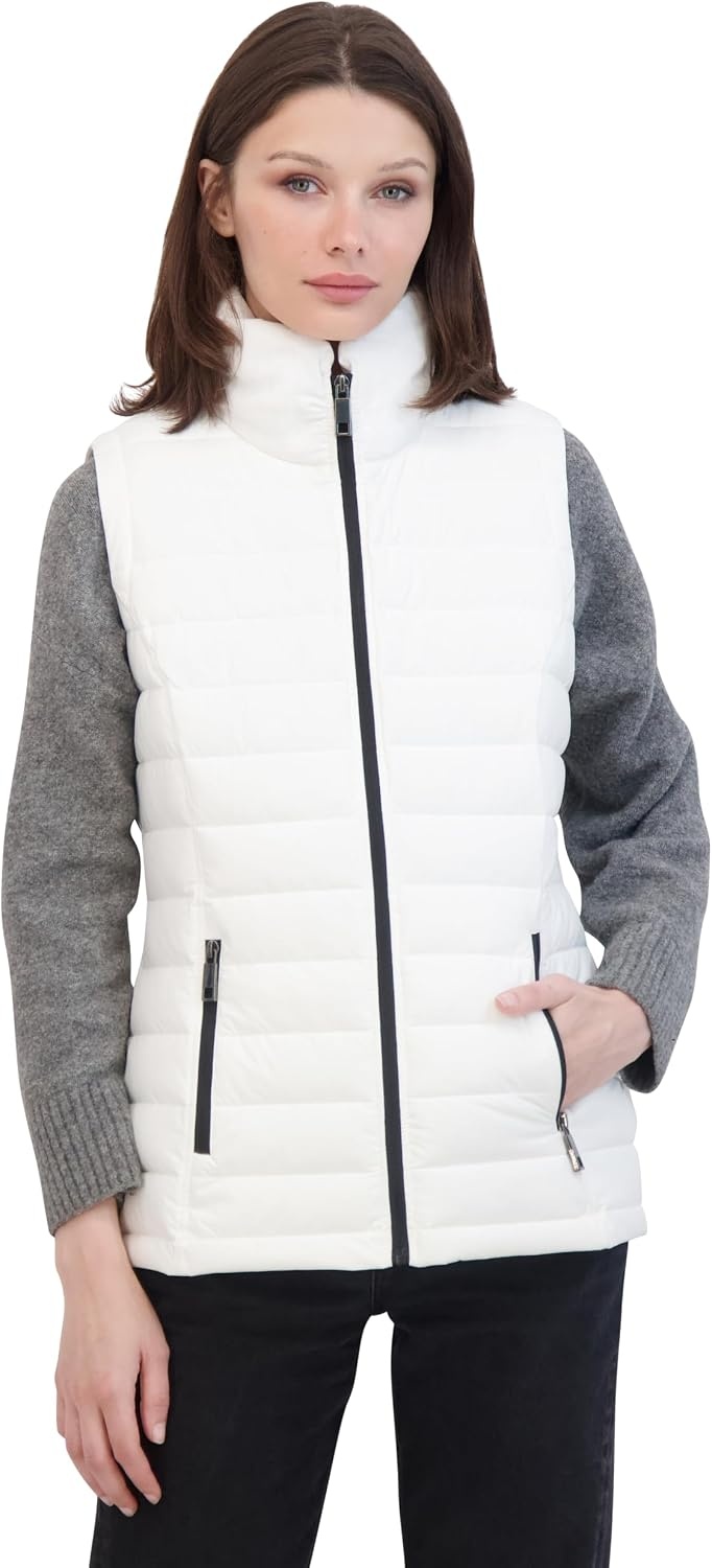 image:imageNautica Womens Stretch Puffer Vest Waterresistant Transitional Outerwear Layer With Detachable HoodWinter White