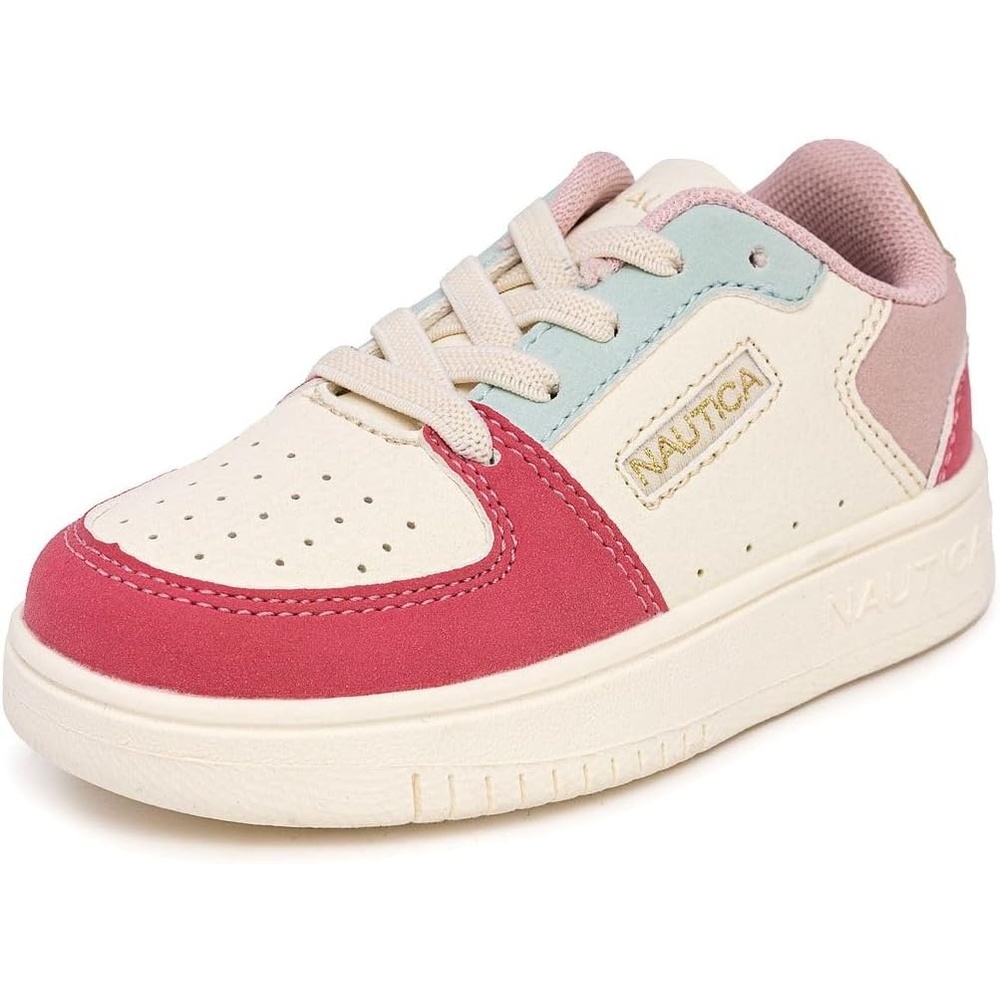 image:imageNautica Girls Sneakers Stylish LowTop Tennis Shoes with Cushioned Insole for Everyday Wear Toddler Little Kids and Big Kids LaceUpBungeeBone Coral Sky