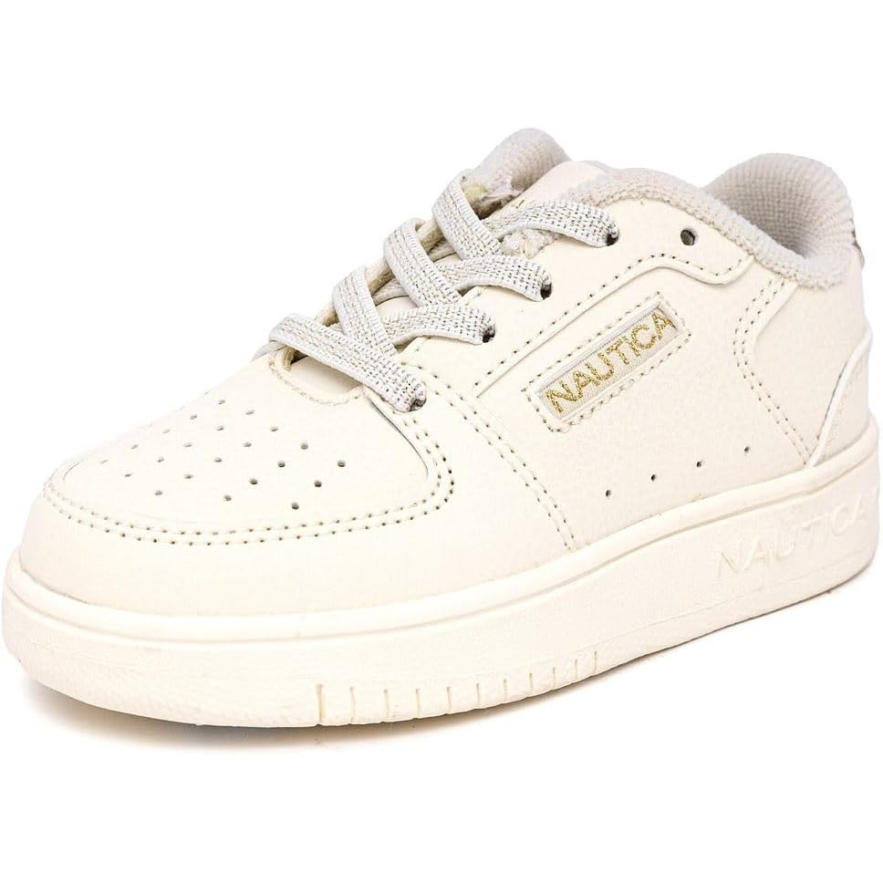 image:imageNautica Girls Sneakers Stylish LowTop Tennis Shoes with Cushioned Insole for Everyday Wear Toddler Little Kids and Big Kids LaceUpBungeeBone Pale Gold