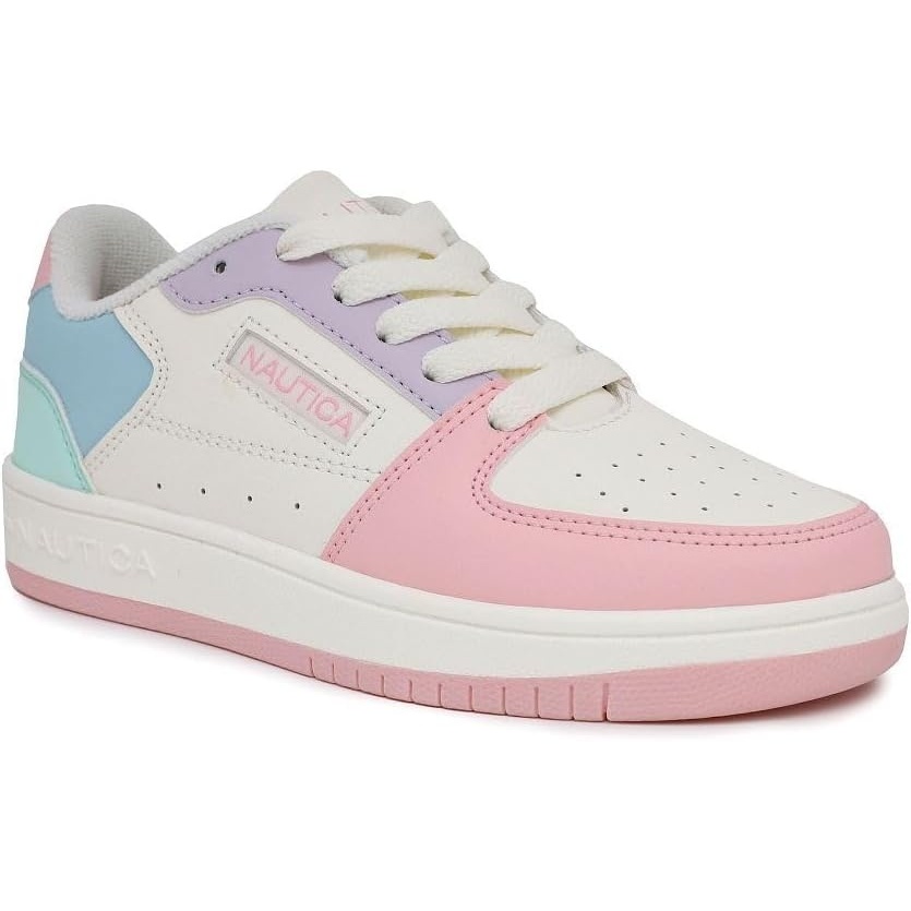 image:imageNautica Girls Sneakers Stylish LowTop Tennis Shoes with Cushioned Insole for Everyday Wear Toddler Little Kids and Big Kids LaceUpBungeeBone Pastel Multi