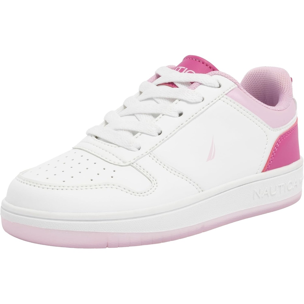image:imageNautica Girls Sneakers Stylish LowTop Tennis Shoes with Cushioned Insole for Everyday Wear Toddler Little Kids and Big Kids LaceUpBungeeWhite Pink Blush