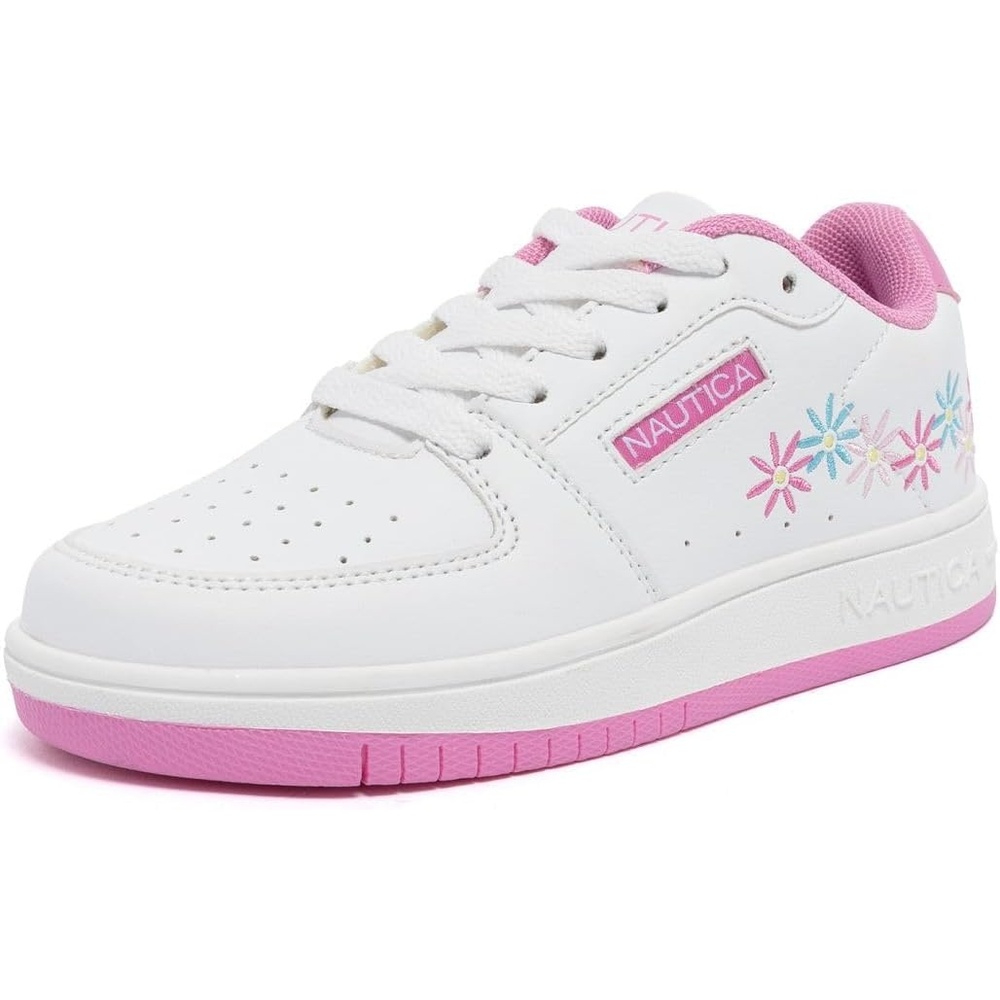 image:imageNautica Girls Sneakers Stylish LowTop Tennis Shoes with Cushioned Insole for Everyday Wear Toddler Little Kids and Big Kids LaceUpBungeeWhite Pink Bluemonsanta