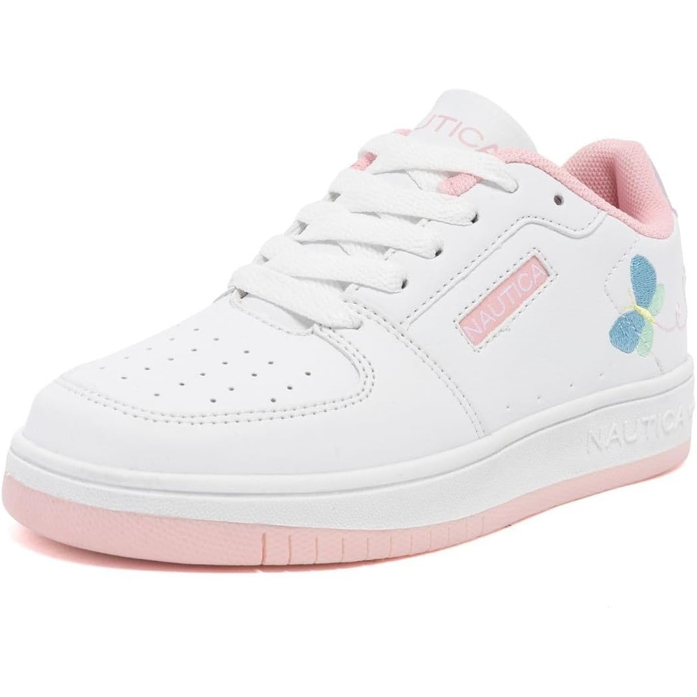 image:imageNautica Girls Sneakers Stylish LowTop Tennis Shoes with Cushioned Insole for Everyday Wear Toddler Little Kids and Big Kids LaceUpBungeeWhite Pink Butterfly