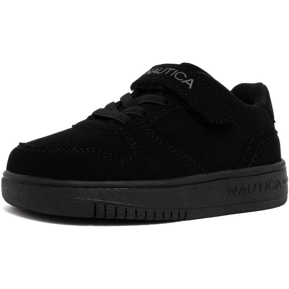image:imageNautica Kids Adjustable Strap Shoes Comfortable Casual Sneakers for Boys and Girls Toddlers amp Little KidsBlack Mono Seli