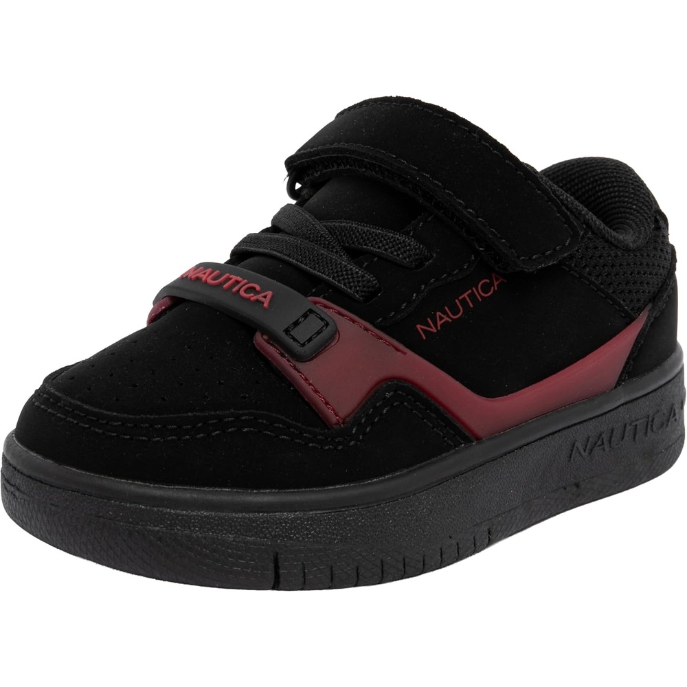 image:imageNautica Kids Adjustable Strap Shoes Comfortable Casual Sneakers for Boys and Girls Toddlers amp Little KidsBlack Redseaspray